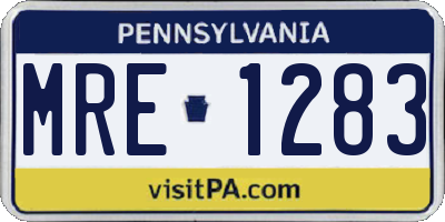 PA license plate MRE1283