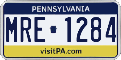 PA license plate MRE1284