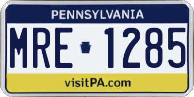 PA license plate MRE1285