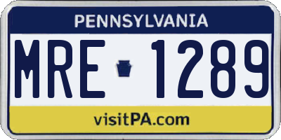 PA license plate MRE1289