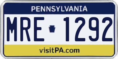PA license plate MRE1292
