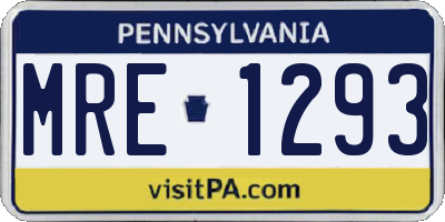 PA license plate MRE1293