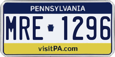PA license plate MRE1296
