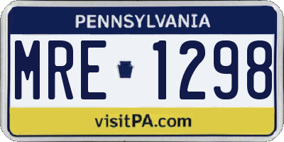 PA license plate MRE1298