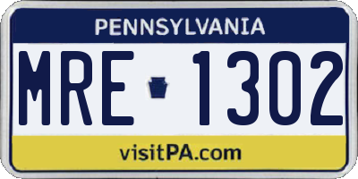 PA license plate MRE1302