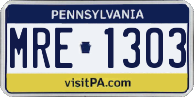 PA license plate MRE1303