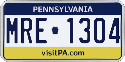 PA license plate MRE1304
