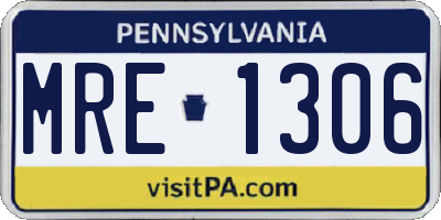 PA license plate MRE1306