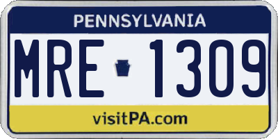 PA license plate MRE1309