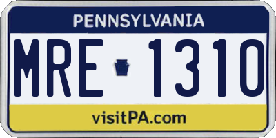 PA license plate MRE1310