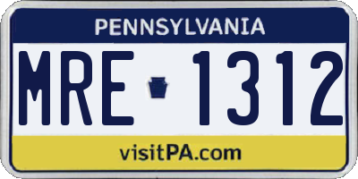 PA license plate MRE1312
