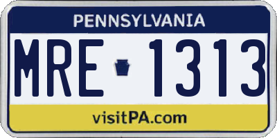 PA license plate MRE1313