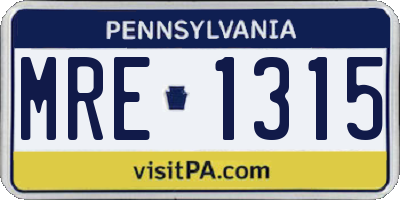 PA license plate MRE1315