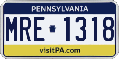PA license plate MRE1318