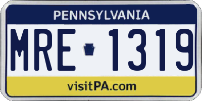 PA license plate MRE1319
