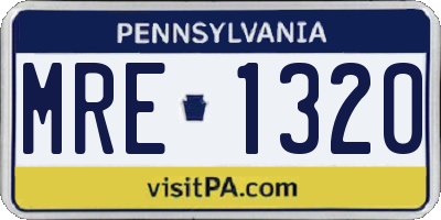 PA license plate MRE1320