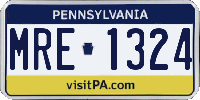 PA license plate MRE1324