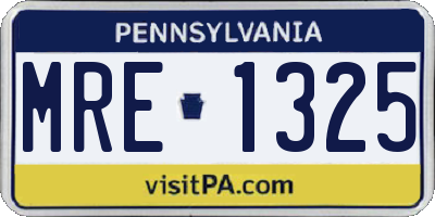 PA license plate MRE1325
