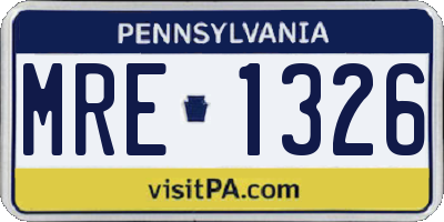 PA license plate MRE1326