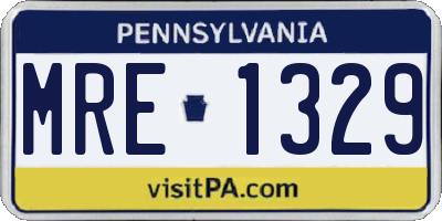 PA license plate MRE1329
