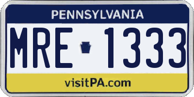 PA license plate MRE1333