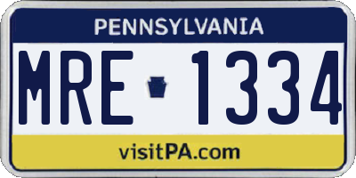 PA license plate MRE1334