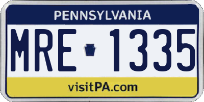 PA license plate MRE1335