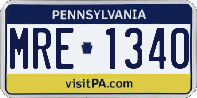 PA license plate MRE1340