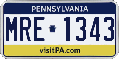 PA license plate MRE1343
