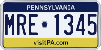 PA license plate MRE1345