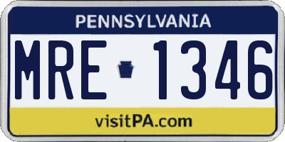PA license plate MRE1346