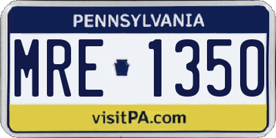 PA license plate MRE1350
