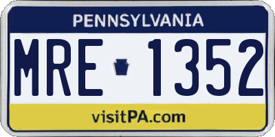 PA license plate MRE1352