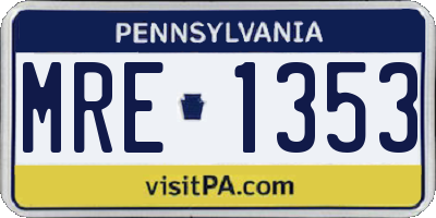 PA license plate MRE1353