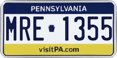 PA license plate MRE1355