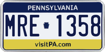 PA license plate MRE1358