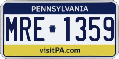 PA license plate MRE1359