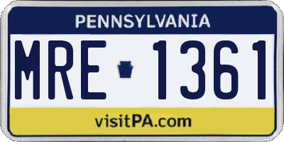 PA license plate MRE1361