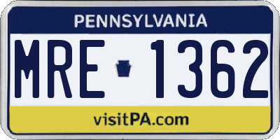 PA license plate MRE1362