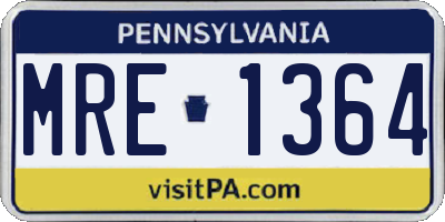PA license plate MRE1364