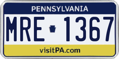 PA license plate MRE1367