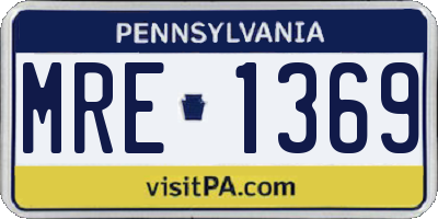 PA license plate MRE1369