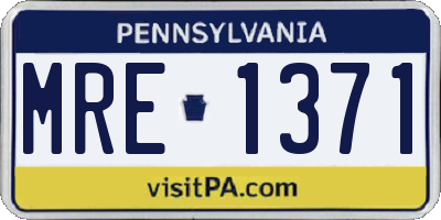 PA license plate MRE1371