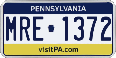 PA license plate MRE1372