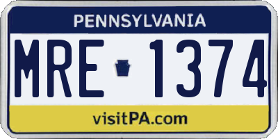 PA license plate MRE1374