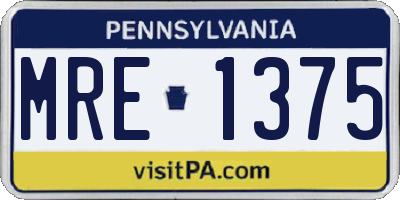 PA license plate MRE1375