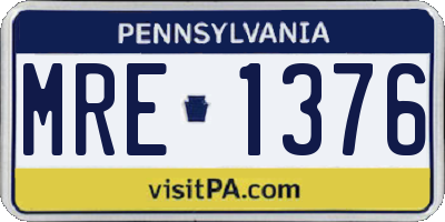 PA license plate MRE1376