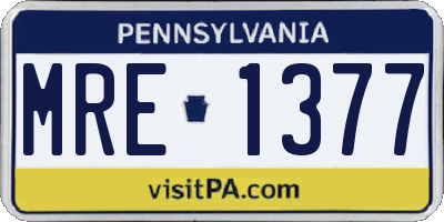 PA license plate MRE1377
