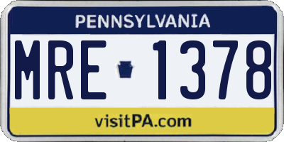 PA license plate MRE1378