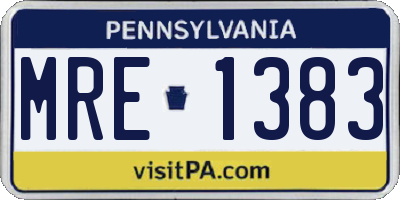PA license plate MRE1383